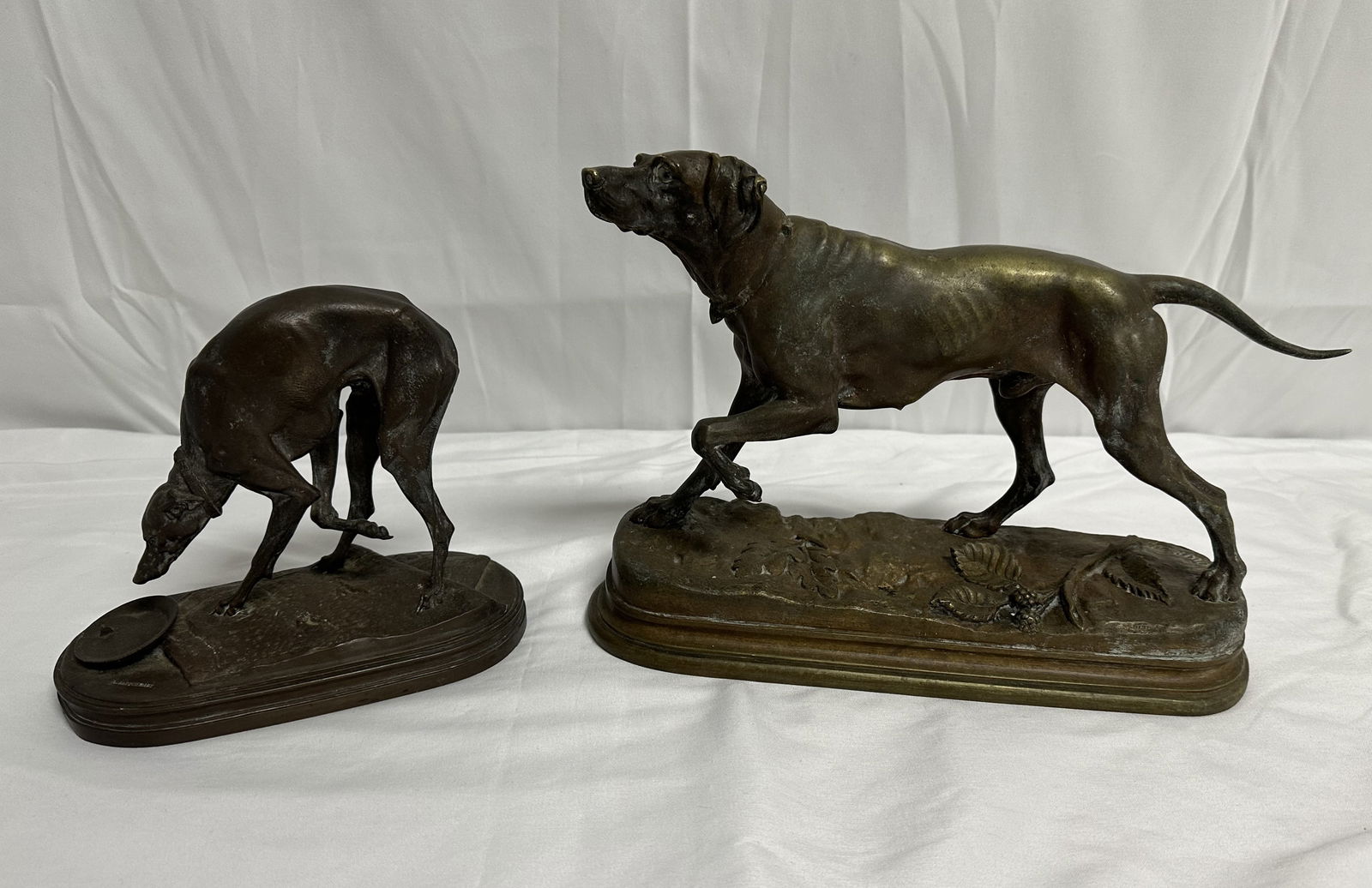 Two Bronze Dog Sculptures one by Moignier (1 of 9)