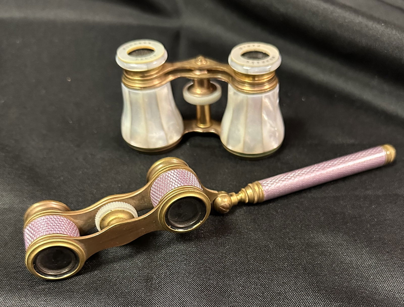 Two Opera Glasses - Purple Enamel and Mother of Pearl (1 of 9)