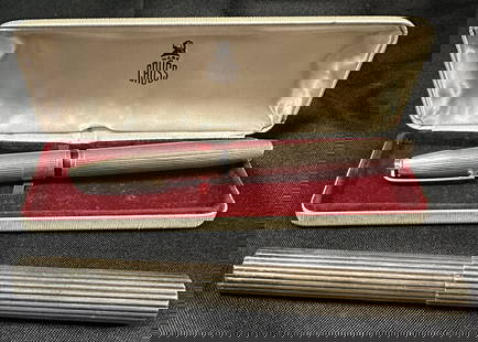 Sterling Silver Mark Cross Pen in Box And Larger Silver Pen: Nice sterling silver Mark Cross pen in the original box and a much larger sterling silver cased pen.