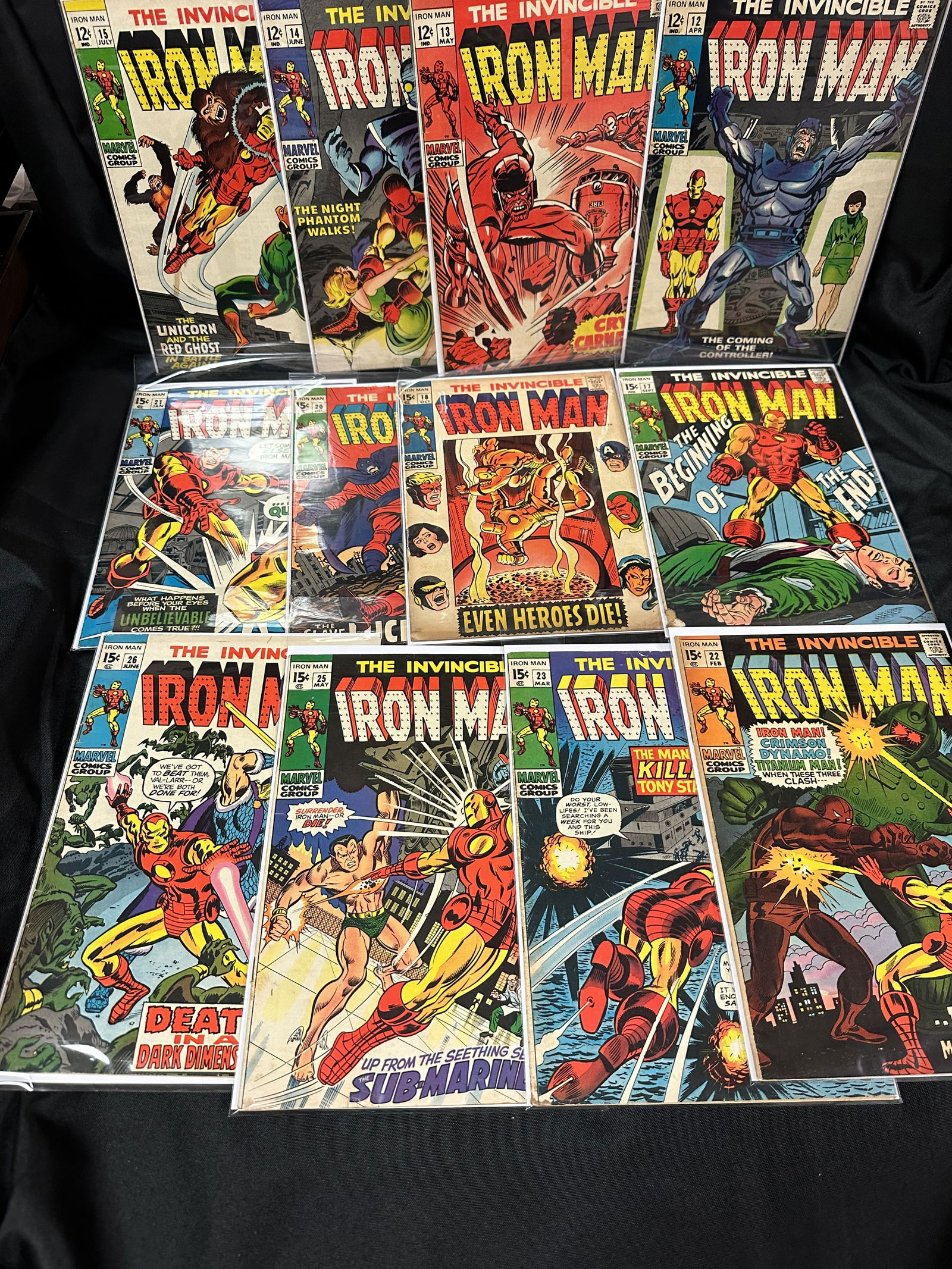 Twelve Iron Man Comic Books all 12c and 15c Issues (1 of 7)