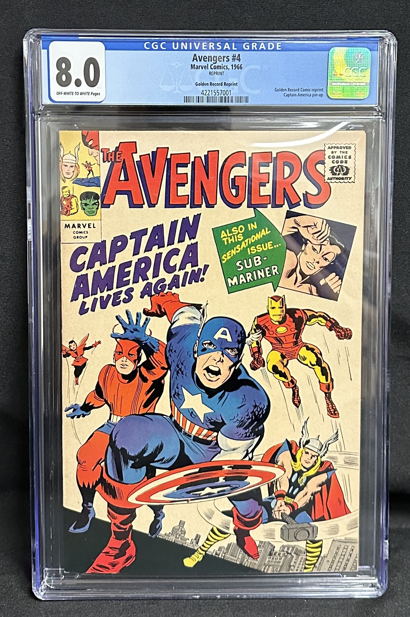 Avengers 4 Golden Records Comic Book CGC Graded 8.0 1966 (1 of 6)