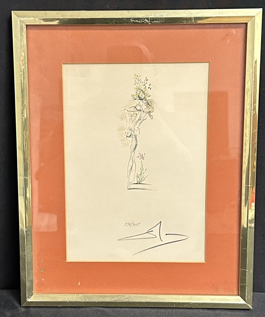 Salvador Dali "Petite Nus" Signed Numbered Etching: A small nude etching or Petite Nus by Dali from his Appoloniare collection. This piece one of the colored versions, # 198 of an edition of 325 hand numbered and signed Dali in graphite.