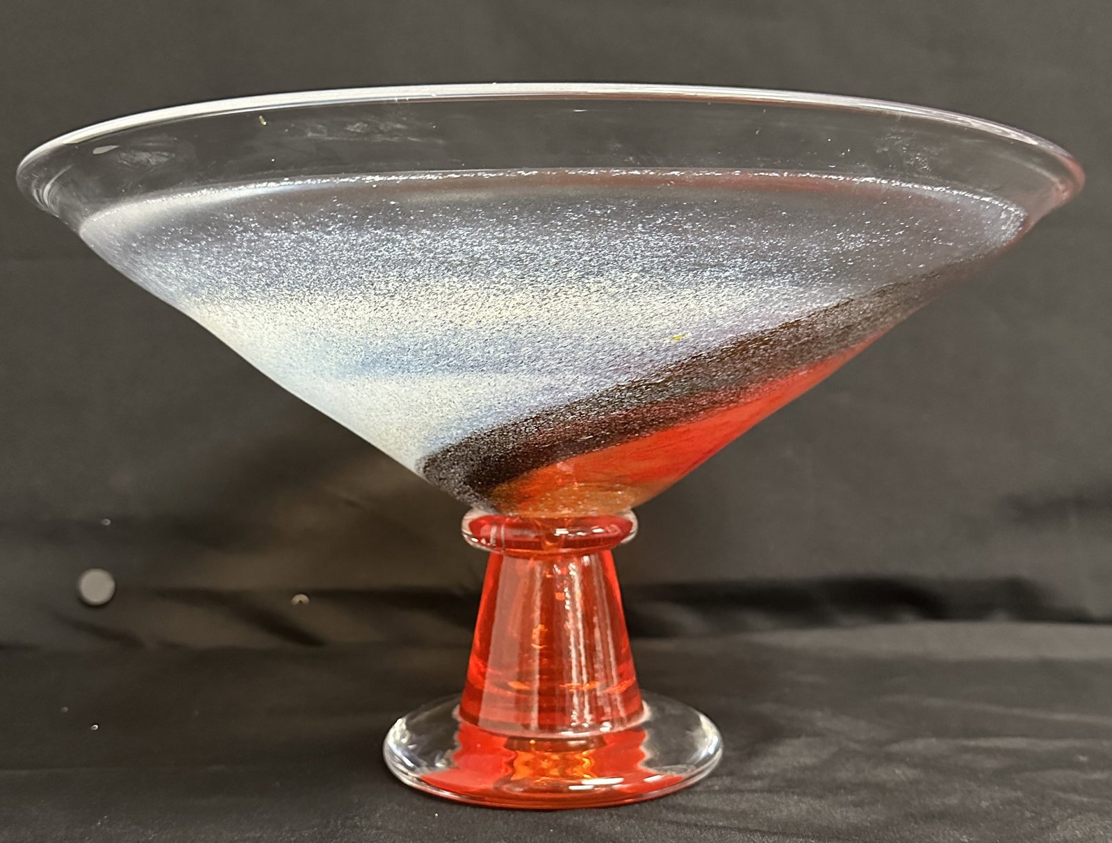 Kosta Boda Large Art Glass Centerpiece Bowl: Kosta Boda large art glass footed centerpiece bowl by Kjell Engman