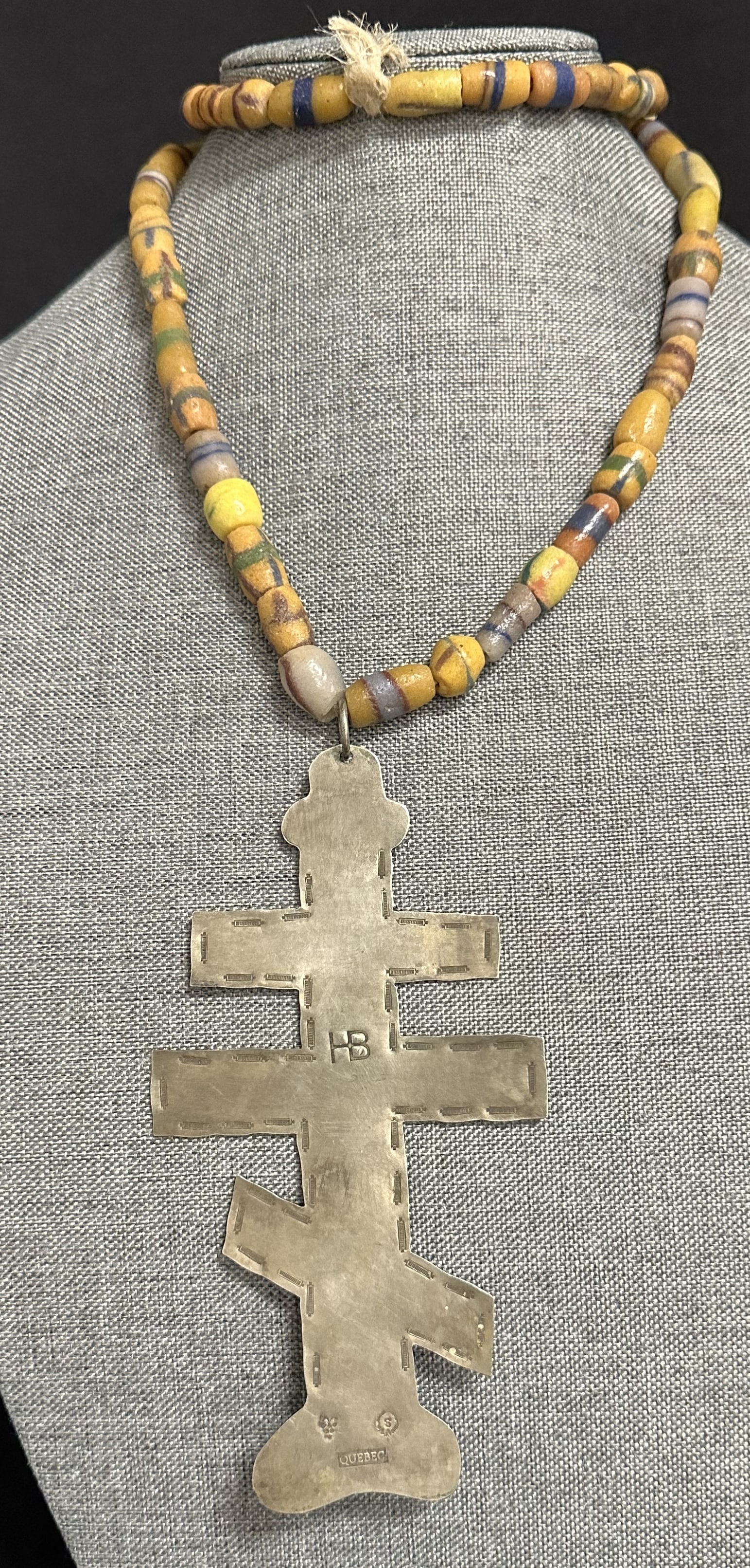 Hudson Bay Sterling Silver Orthodox Cross on Trade Bead Necklace (1 of 6)