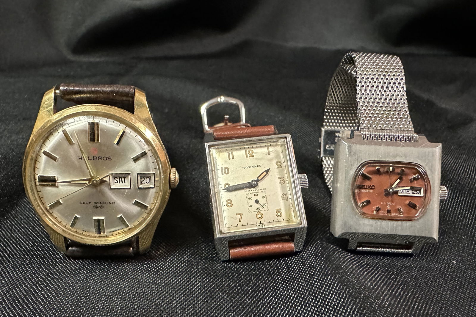 Group of 3 Watches: Seiko, Tavannas, Helbros (1 of 5)