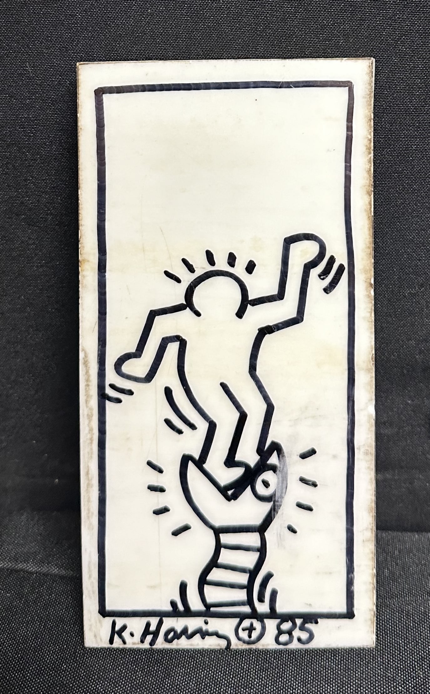 Keith Haring Drawn and Signed Tile -Art on Both Sides Example 2 (1 of 4)