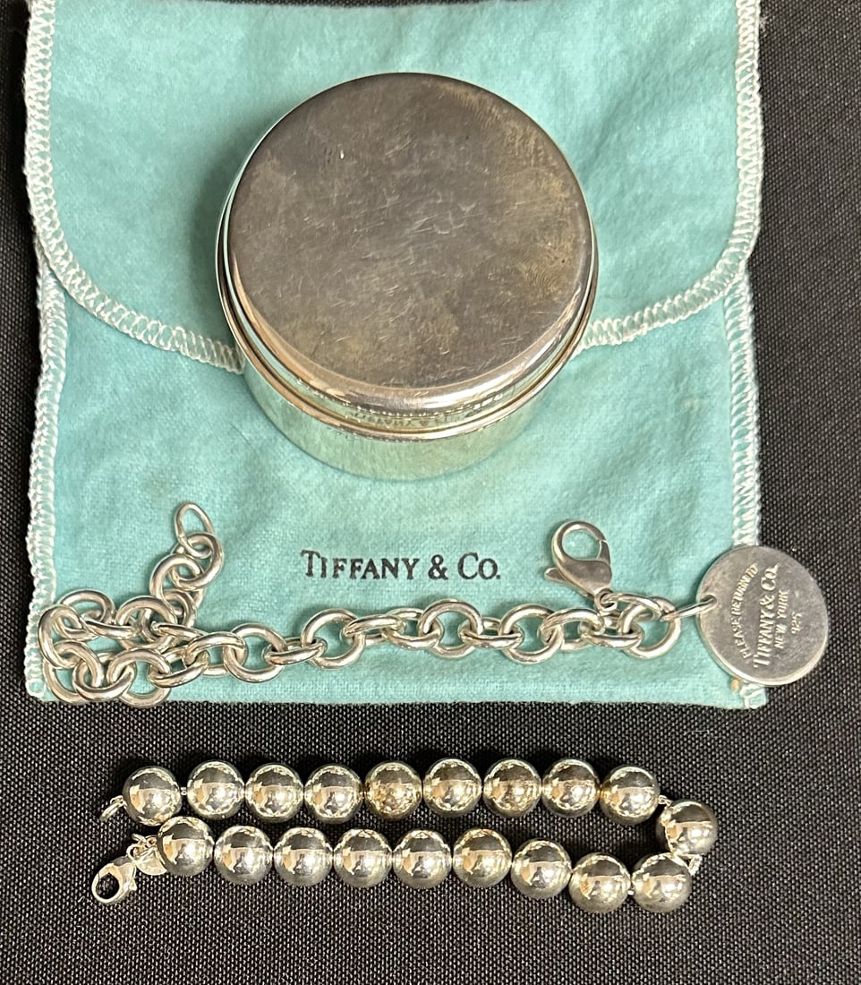 Tiffany Sterling Silver Group - Two Bracelets and a Trinket Box (1 of 9)