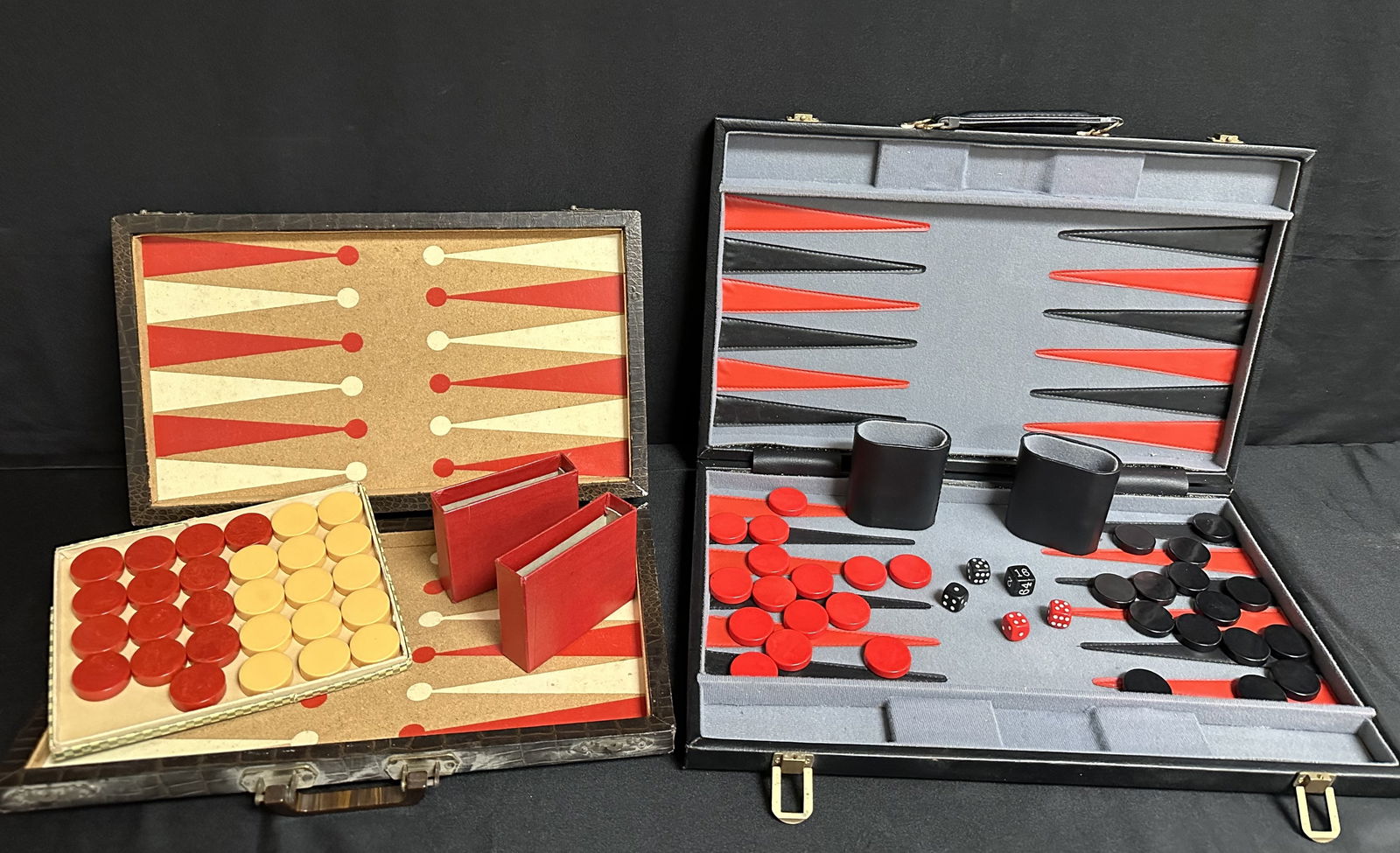 Two Backgammon Sets - Bakelite Red and Cream (1 of 10)