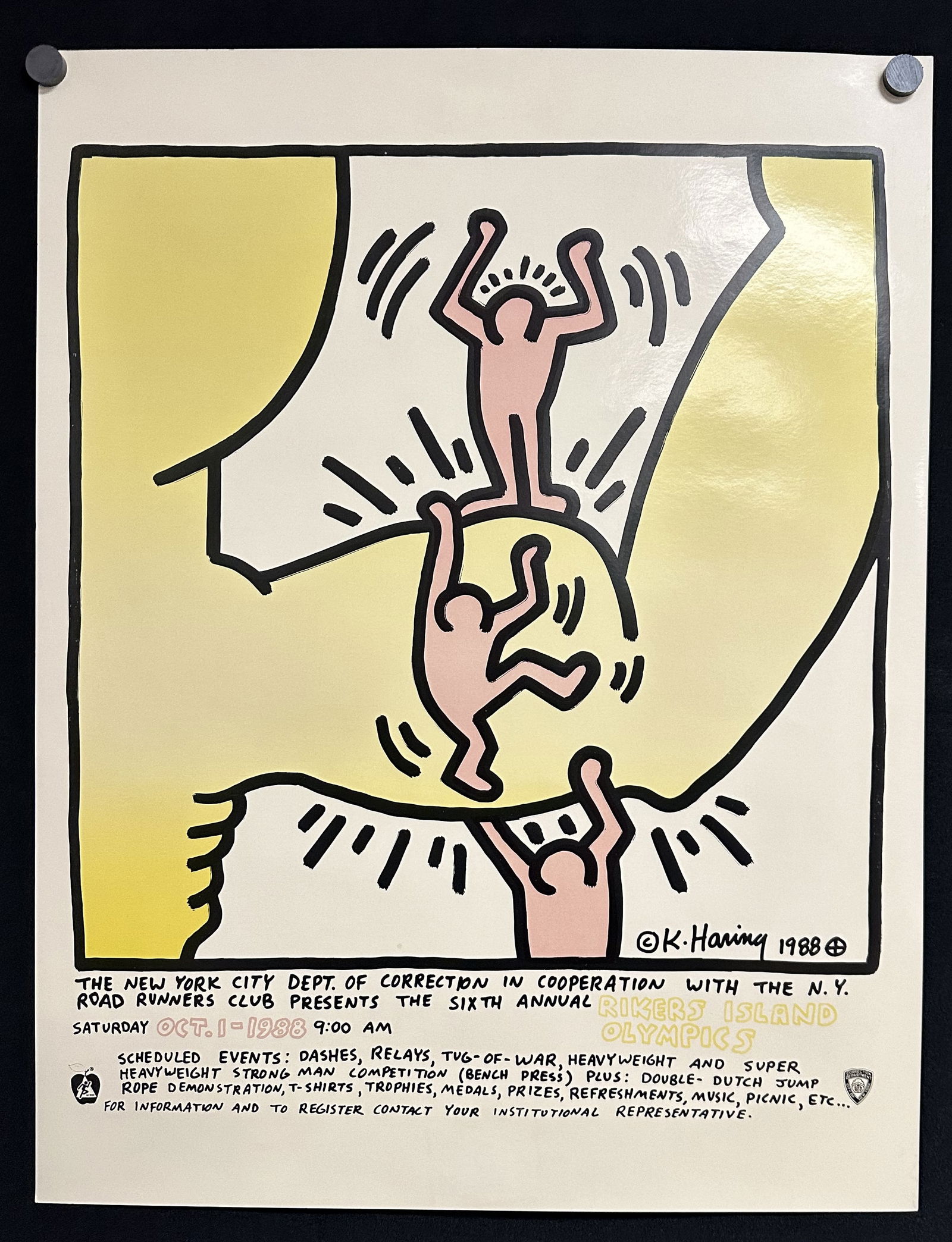 Rare Keith Haring Rikers Island Olympics Poster 1988 NYC Dept of Corrections (1 of 7)