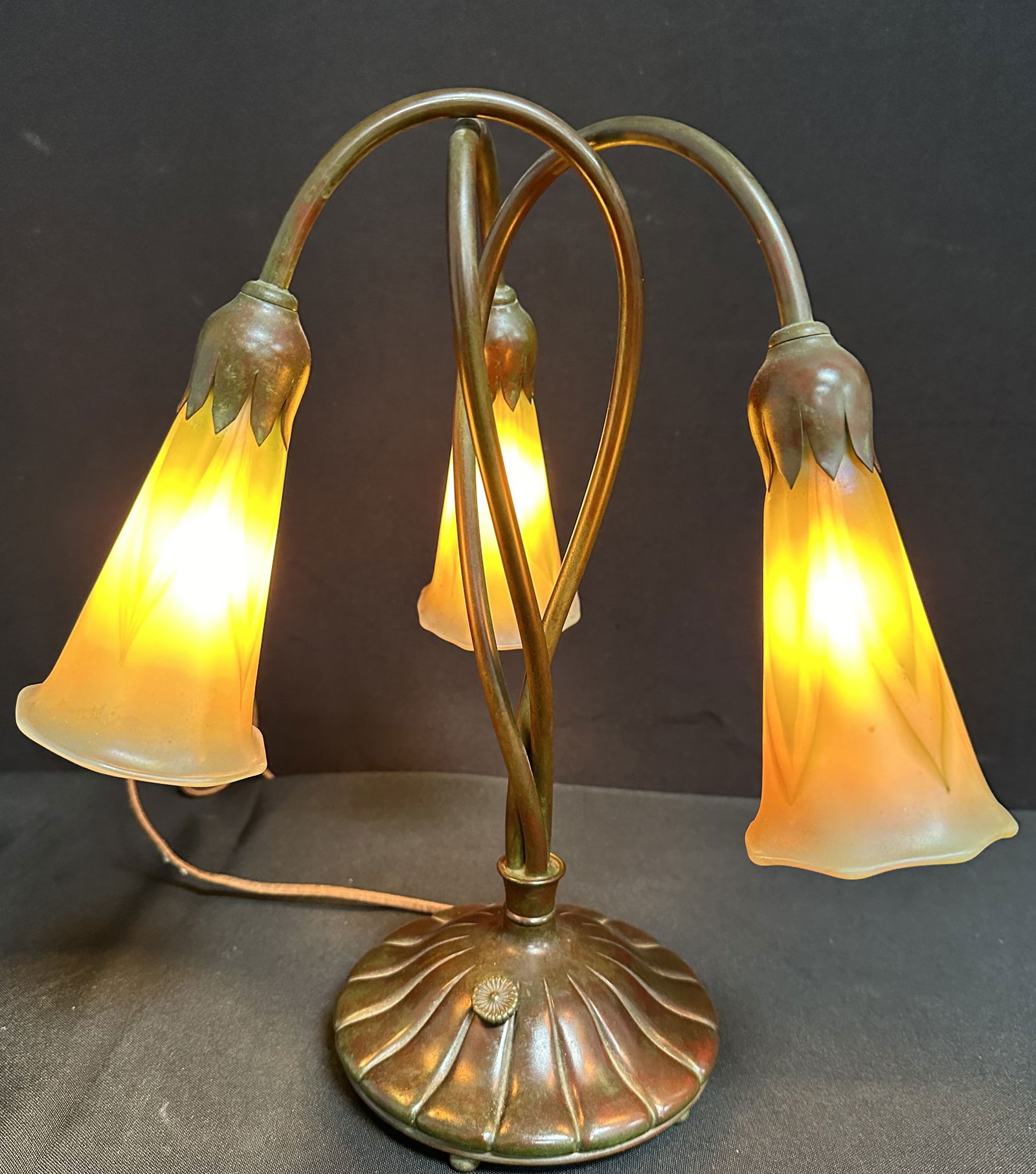 1980 Buffalo Lily Lamp Pulled Feather Lundberg Shades (1 of 12)