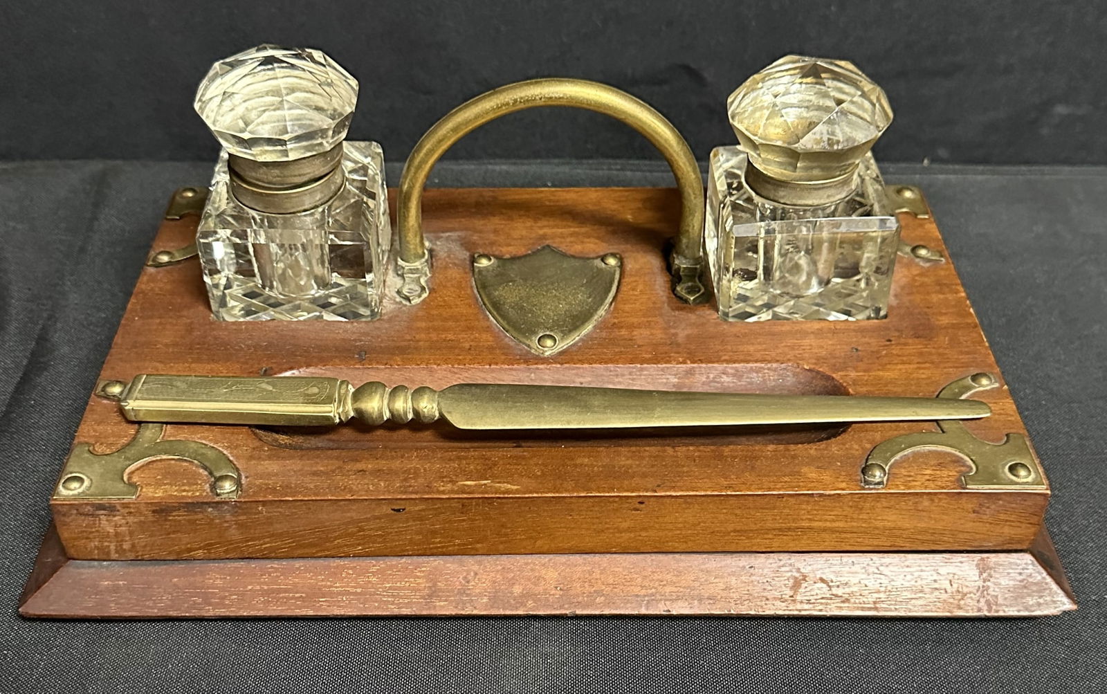 Wood Ink Stand with Brass Finishes (1 of 7)