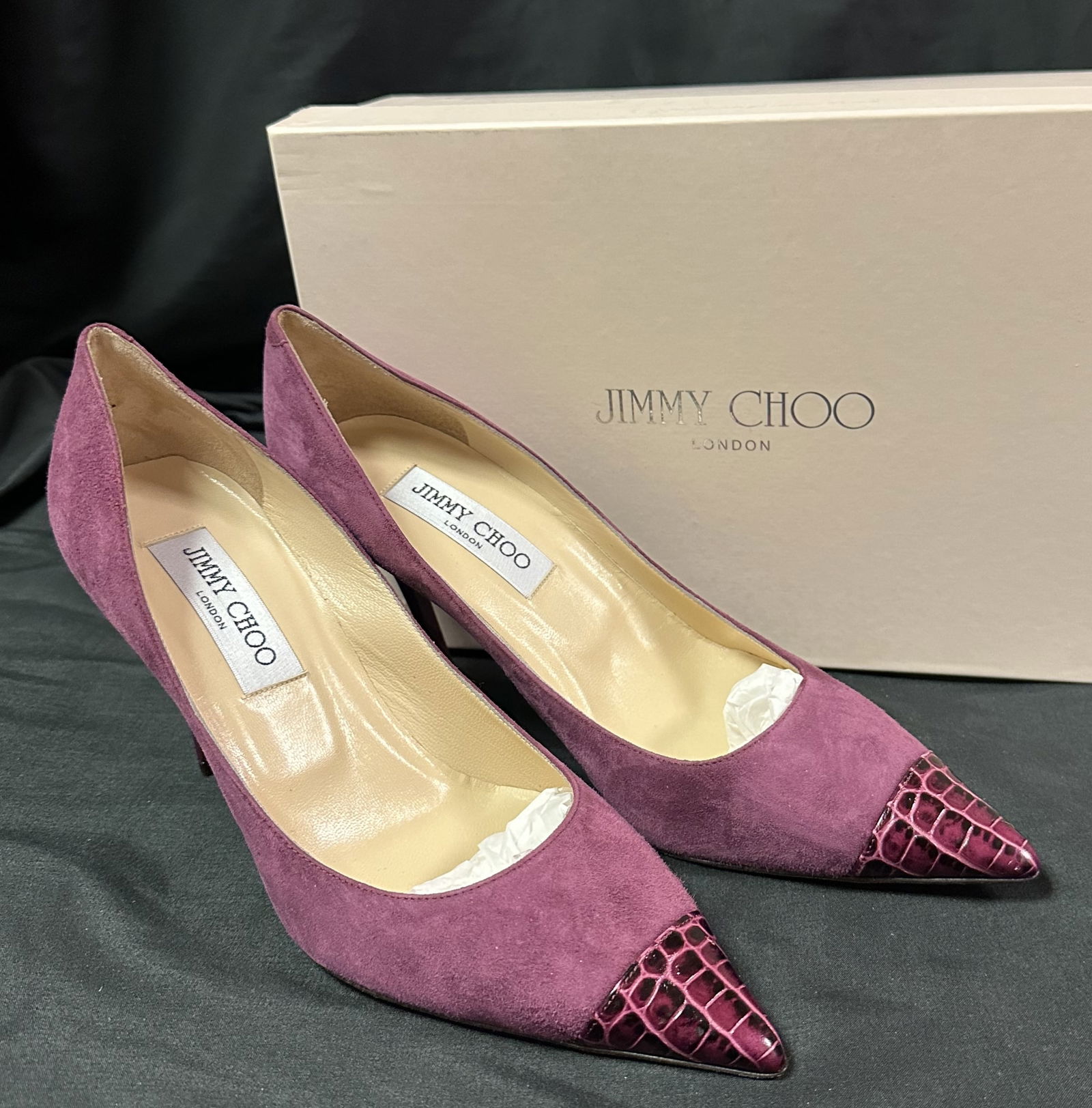 Jimmy Choo Suede Moc Croc Plum - New Unused (1 of 6)