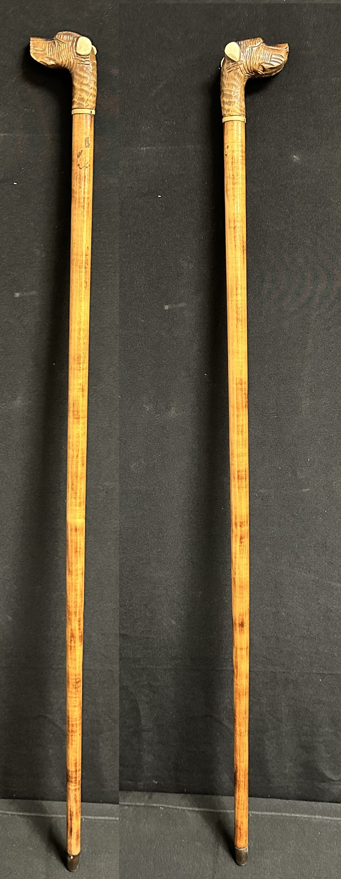 Carved Dog Head Figural Handle Walking Stick (1 of 5)