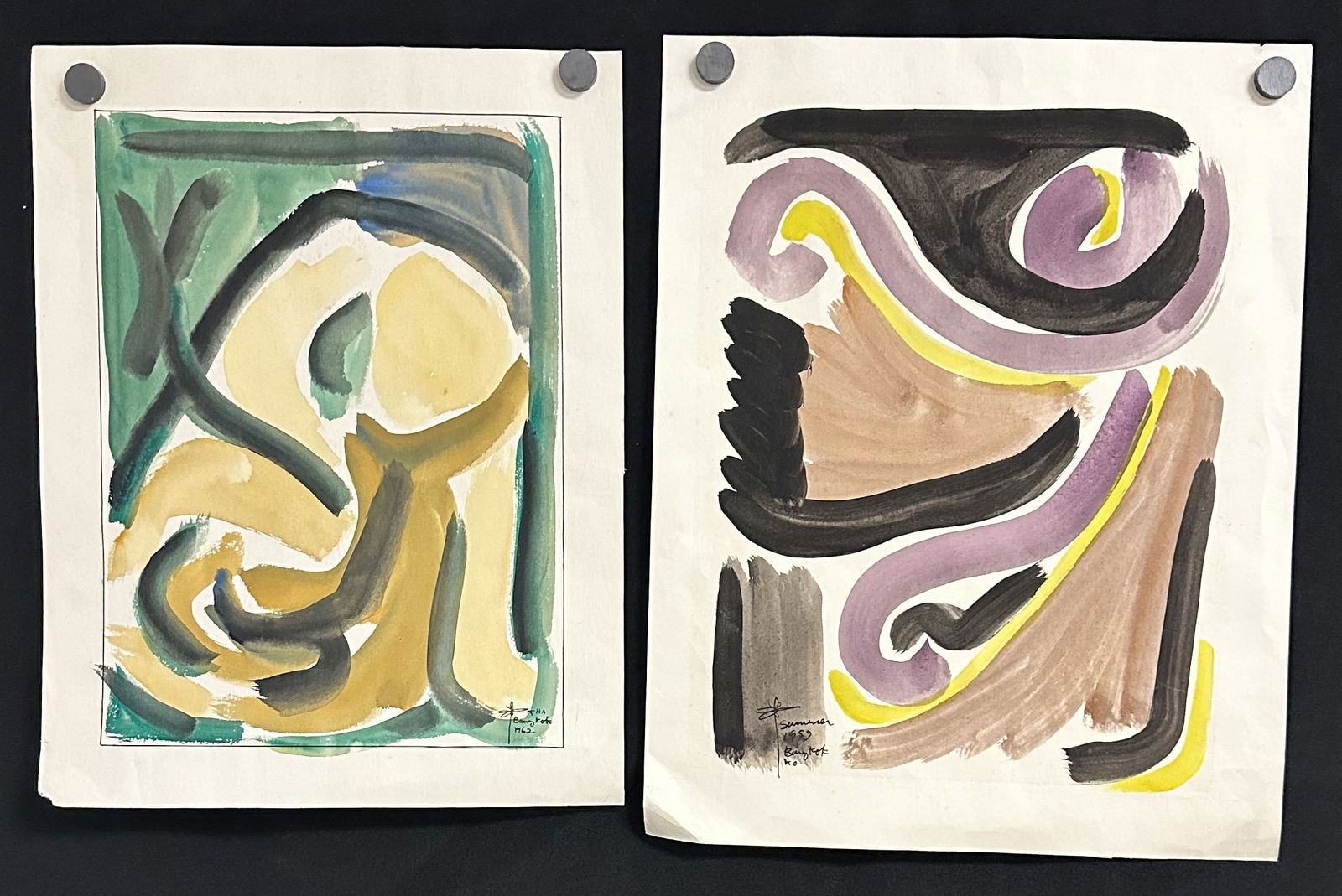 Two Abstract Watercolor Works 1959, 1962 (1 of 9)