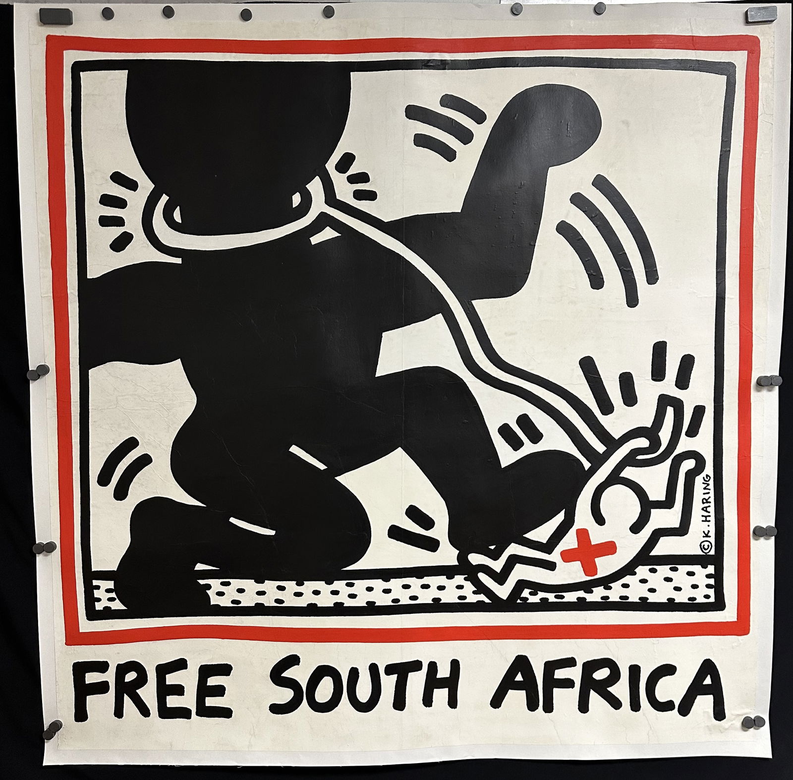 1985 Keith Haring Free South Africa Poster Huge! (1 of 10)