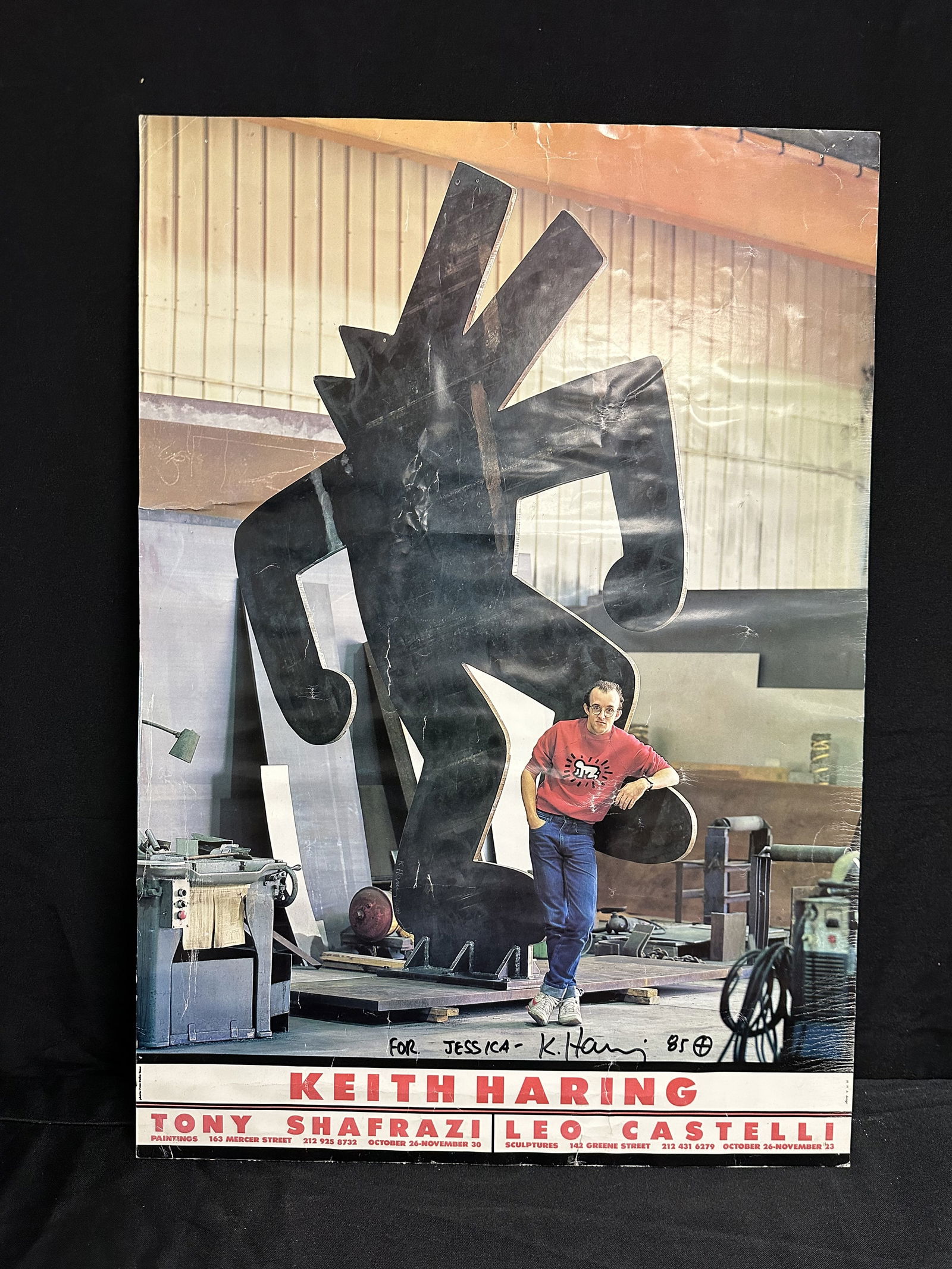 Keith Haring Original Signed 1985 Exhibition Poster Tony Shafrazi and Leo Castelli (1 of 6)