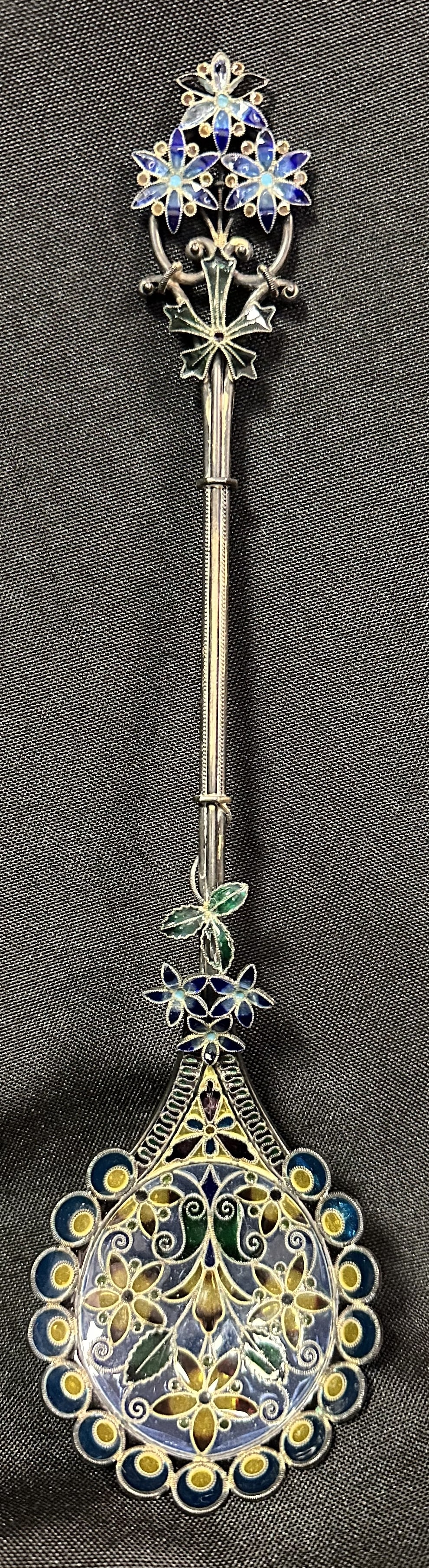 Gorgeous 10 Inch Plique a Jour Silver Spoon (1 of 7)