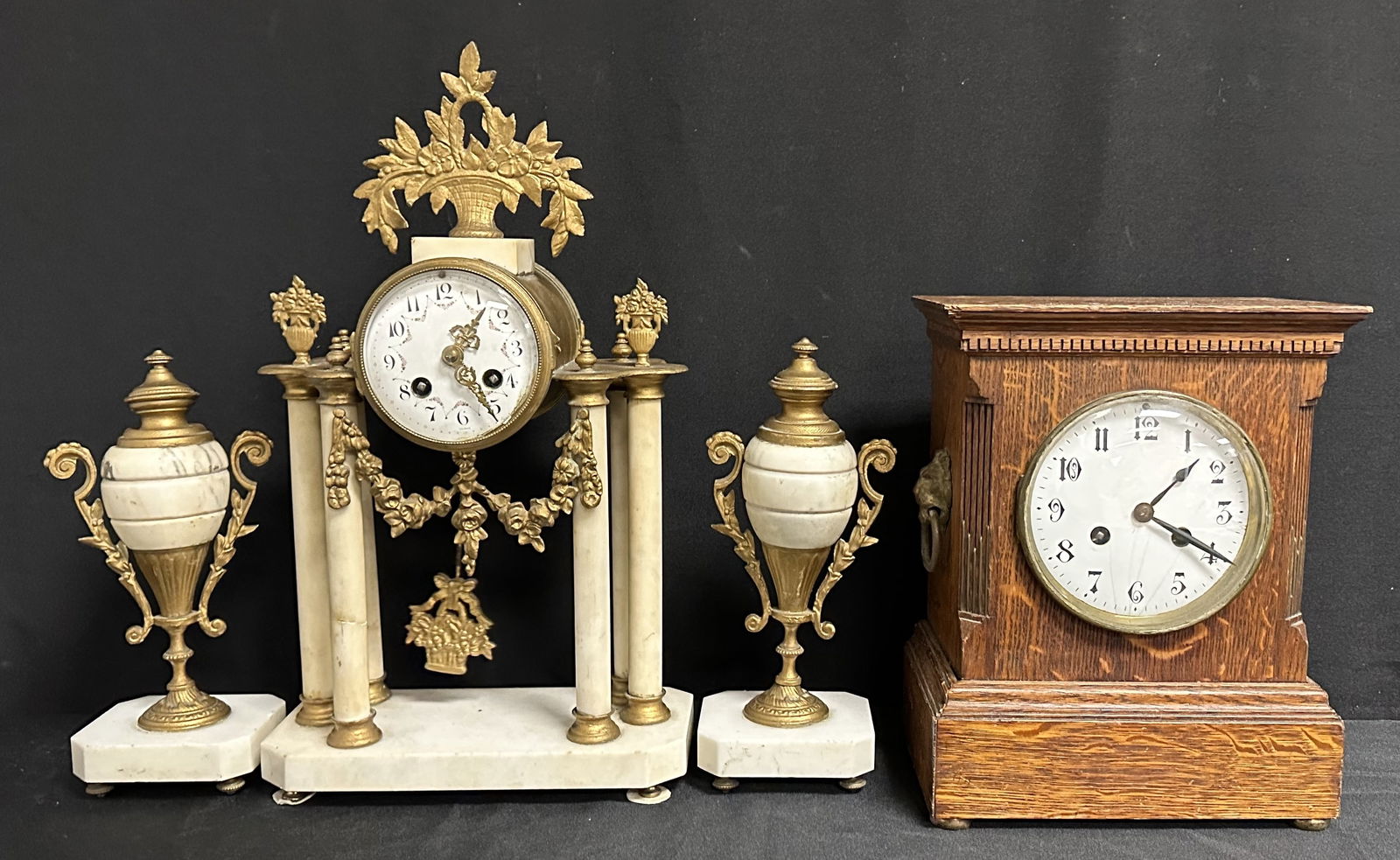 White Marble Mantle Clock and Wood Mantle Clock (1 of 13)