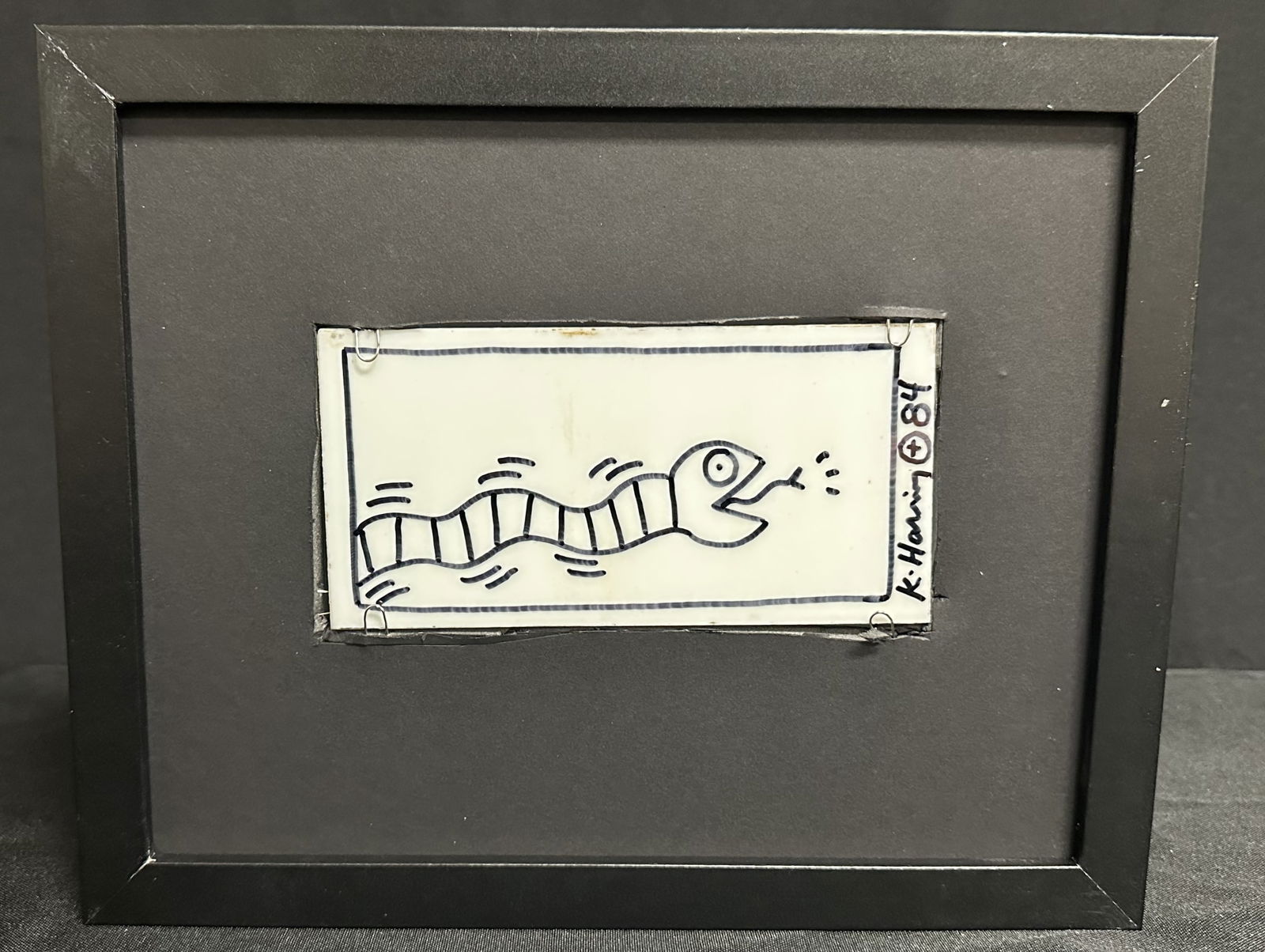 Keith Haring Drawn Tile 1984 Snake and Immaculate Baby (1 of 5)