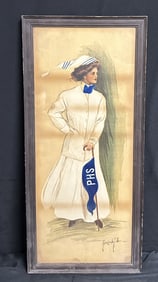 Watercolor of School Girl ca 1900 Alice Luella Fidler