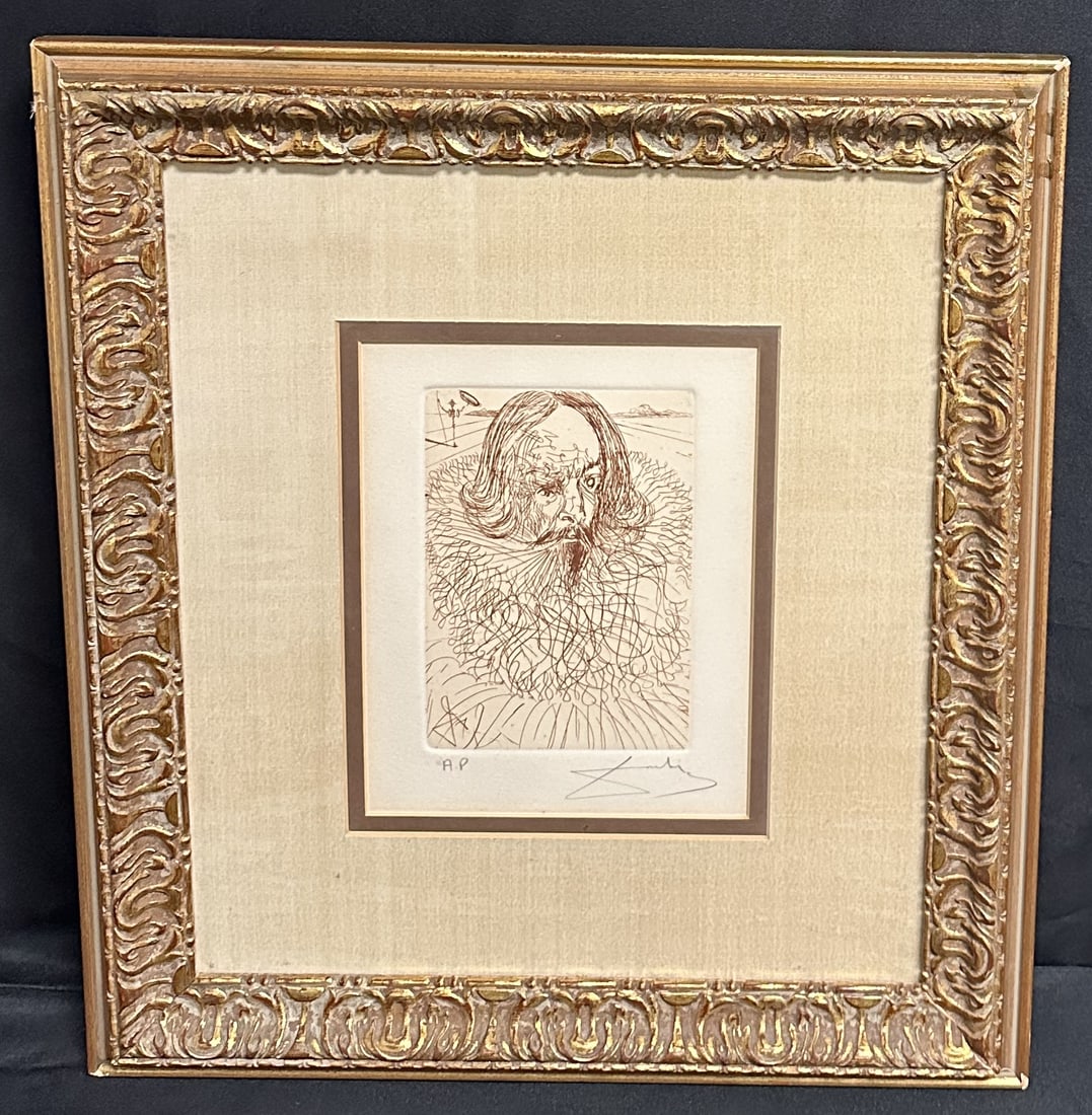 Salvadore Dali Etching of Cervantes Signed  Numbered and Certificate (1 of 9)