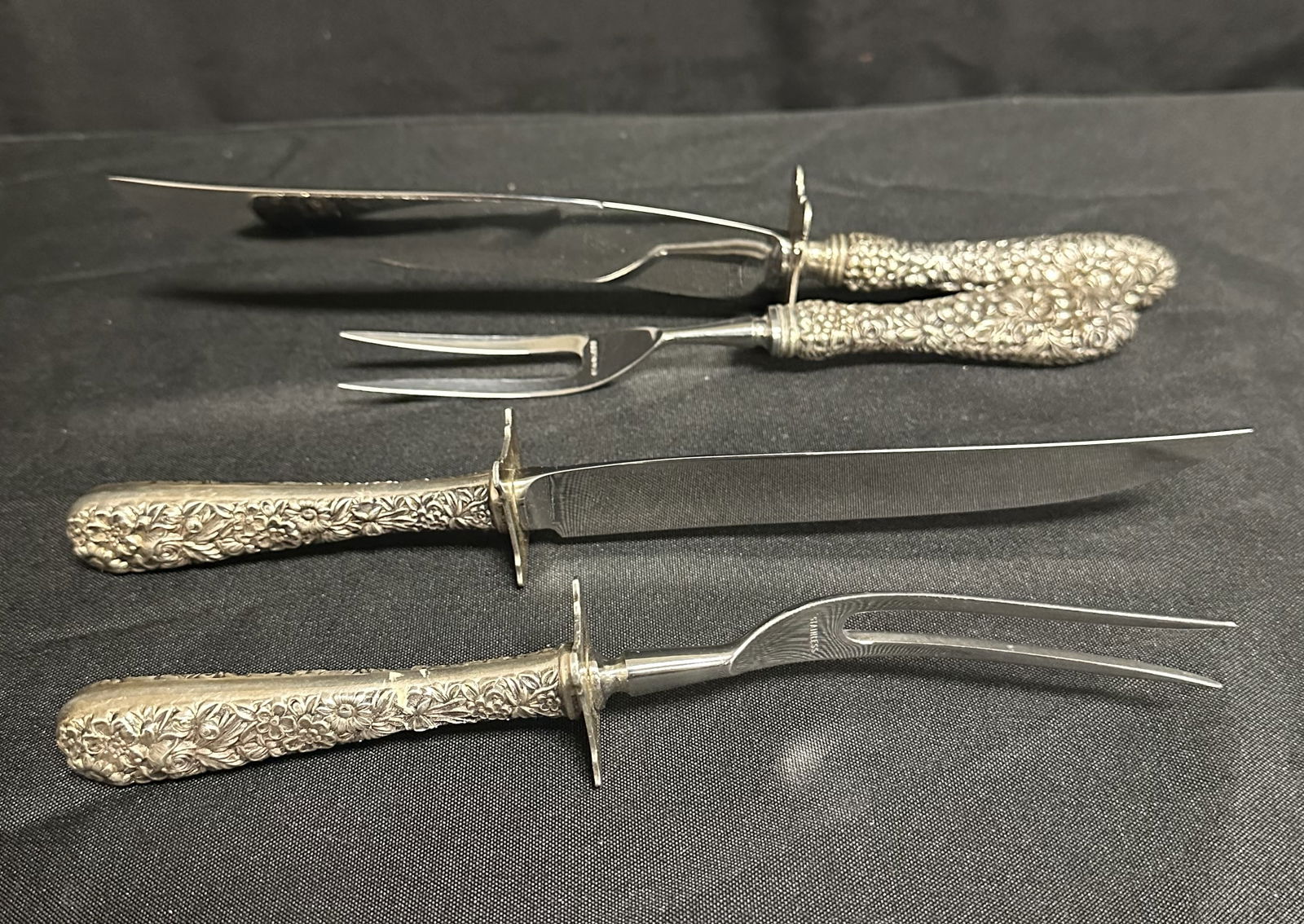 Two Silver Handled Carving Sets S Kirk and Sons and Steif (1 of 10)