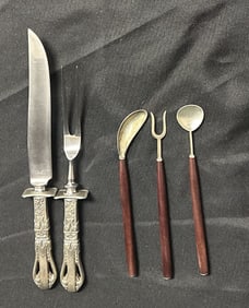 Funky Silver Utensils and Silver Handled Carving Set