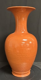 Large Orange Vase 20 Inches Tall Made In Italy Signed Numbered