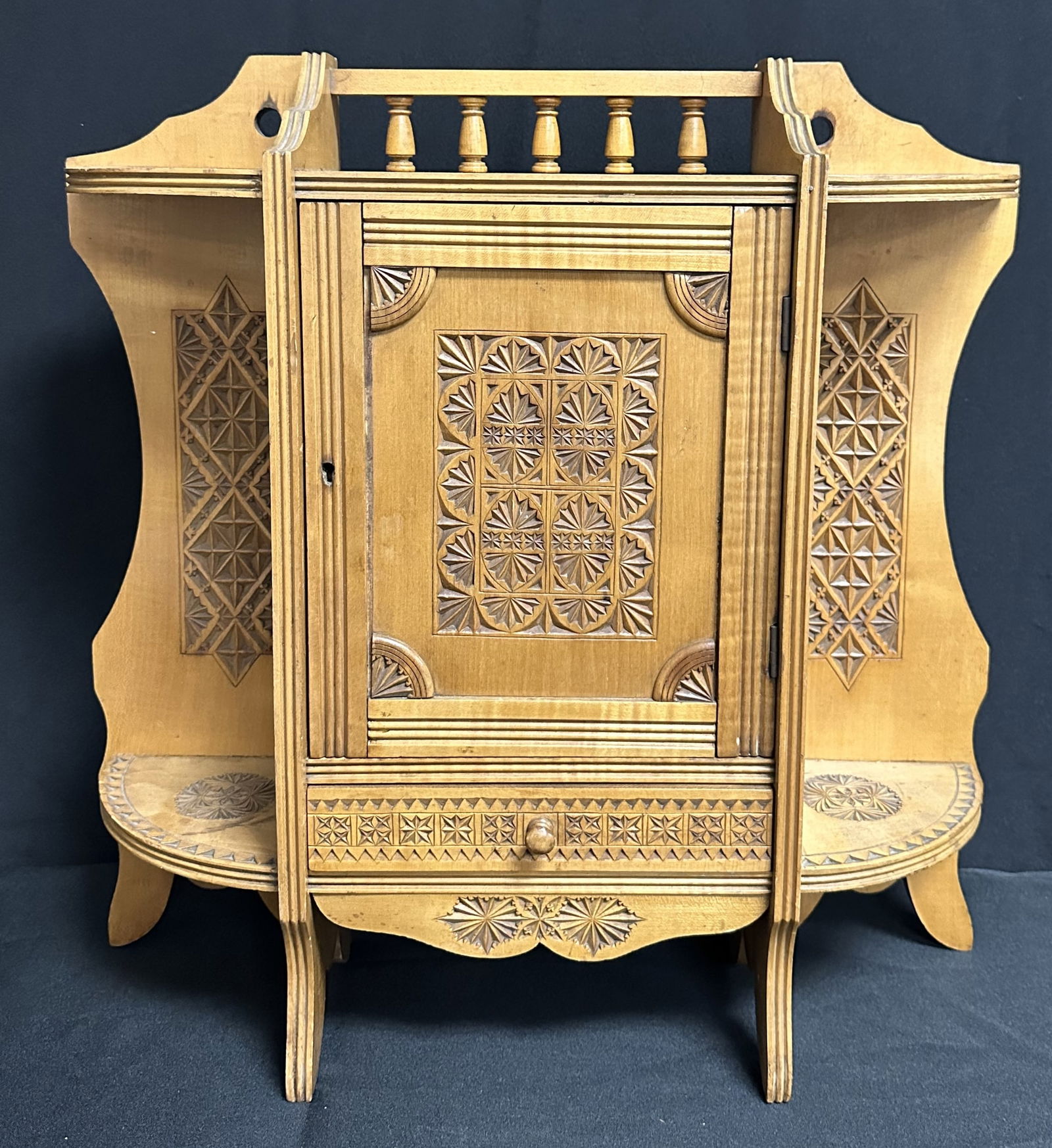 20  Wood Carved Hanging Cabinet (1 of 10)