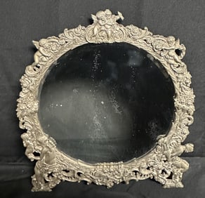 Art Nouveau Round Vanity or Wall Mirror