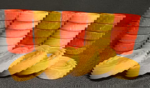 Catalin Red and Butterscotch Checkers/Backgammon Pieces 1 1/2 Inches