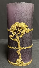 Purple Glass Vase with Gilt Metal Overlay