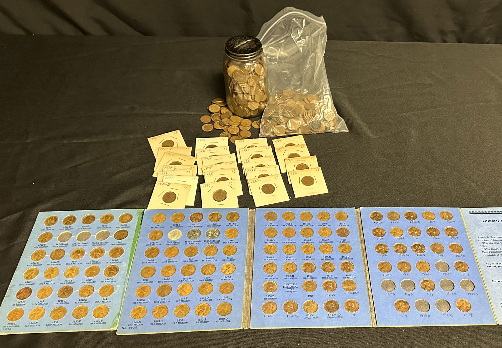 Large Group of Wheat Pennies - Some in Date Book (1 of 7)