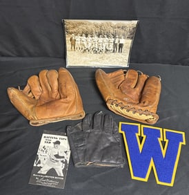 Baseball Lot Vintage Gloves and Photographs