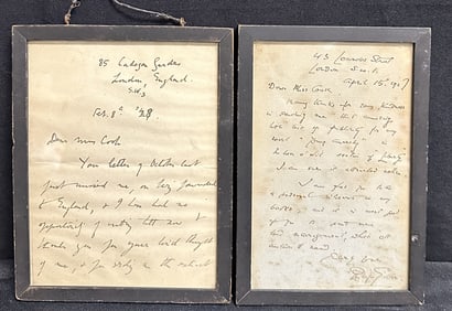 Two Literary Signed Letters Alfred Noyes and Philip Gibbs