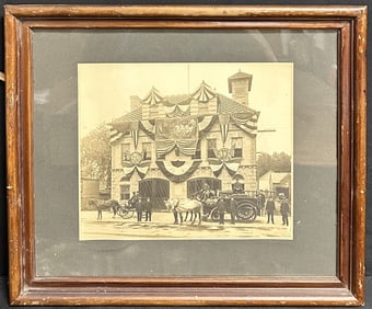 Large Photo Old Firehouse in Original Frame