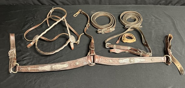 Equestrian Bridle Tack Leather and Sterling Silver Monroy Eagle 186