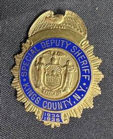 1934-1935 Special Deputy Sheriffs Badge Kings County NY