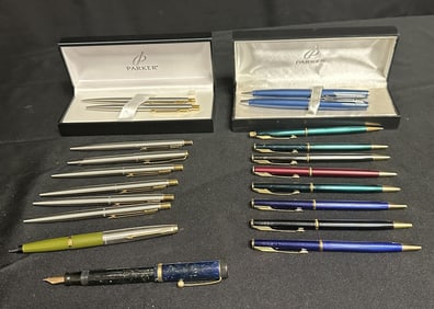 Parker Pen Lot - 20 Pens Including Fountain Pens