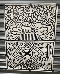 Keith Haring Vintage Poster for Nuclear Disarmament 1982 24 inches by 18 Inches