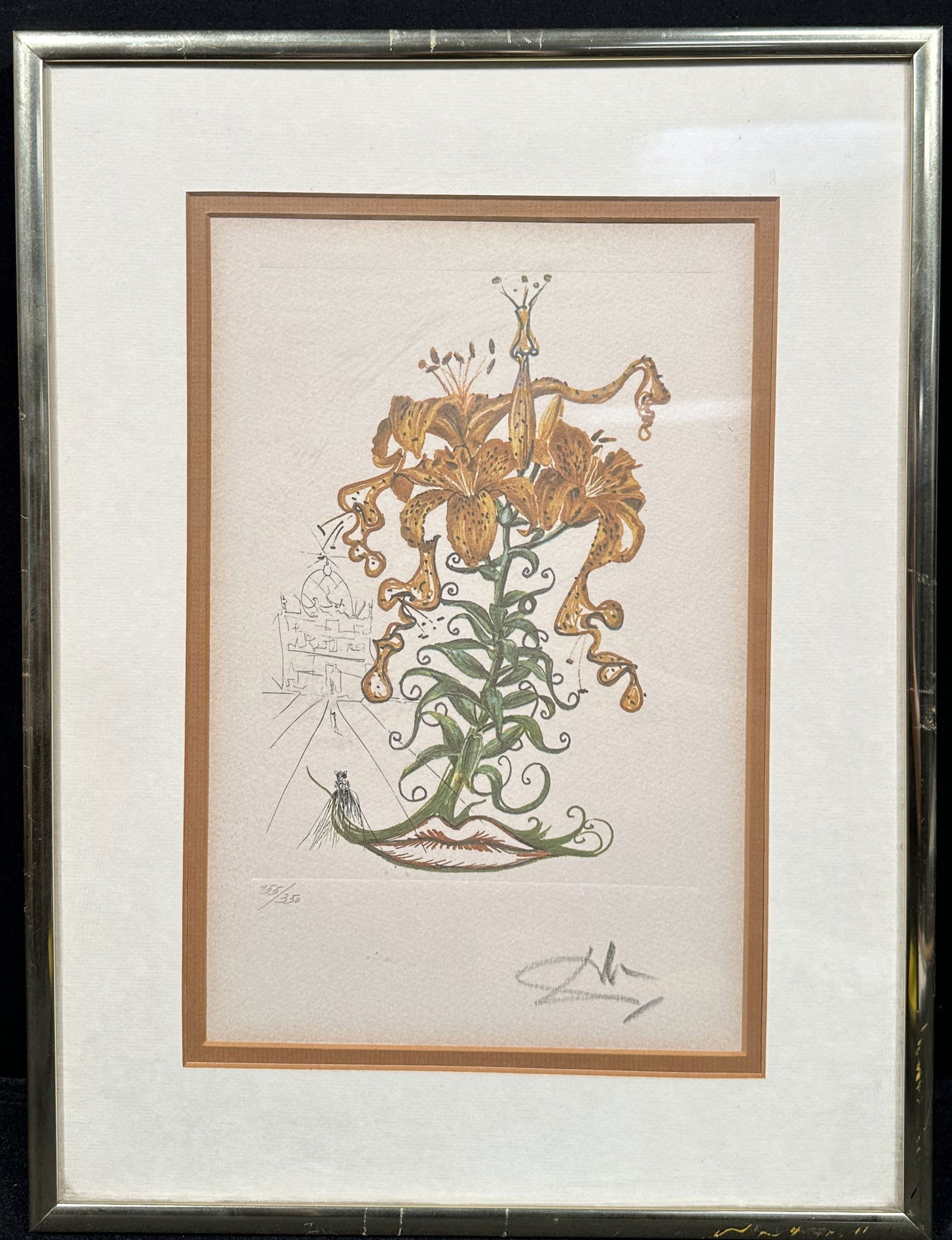 Salvador Dali Florals Tiger Lilies Signed Numbered Lithograph (1 of 4)