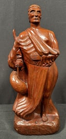 1941 Carving Asclepius God of Medicine signed J Johnson