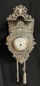 1784 Verge Fusee Silver Hanging Clock with Painted Dial