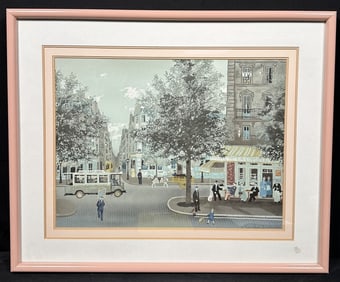 Marcel Delacroix Paresian Street Scene Lithograph