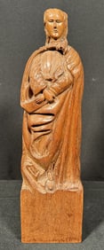 Vintage Wood Carving of a Puritan Woman