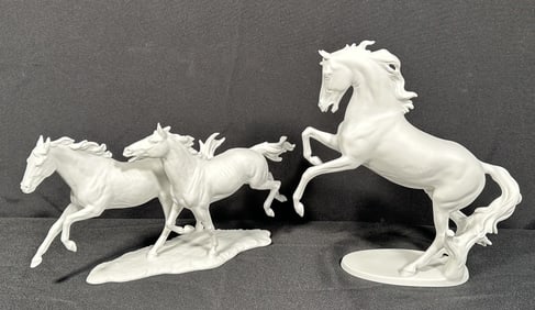 2 Kaiser Bisque Porcelain Horse Themed Figures