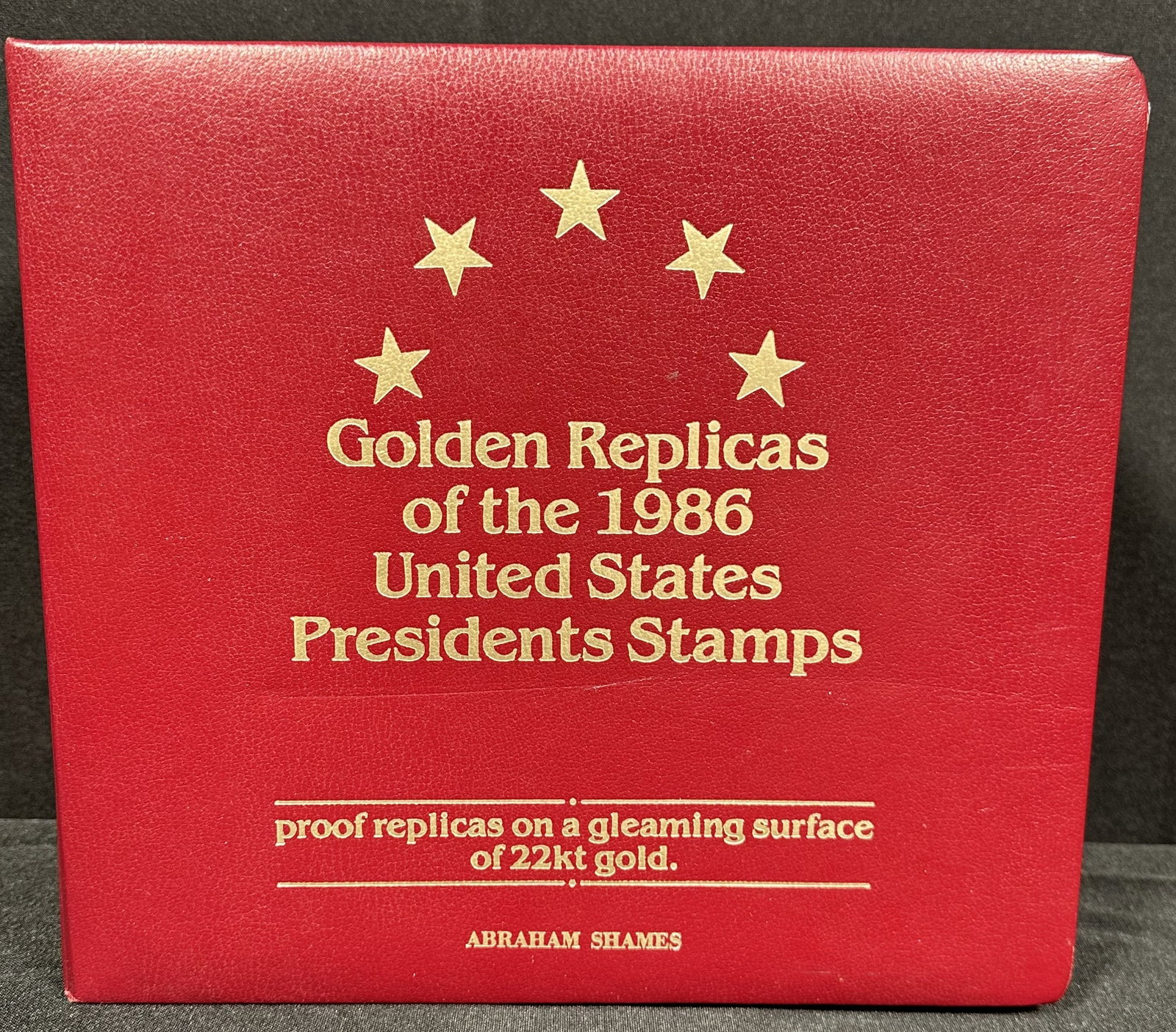 22k Replica 1986 Presidential Collection Stamps 36 First Day Covers: Collection of 36 First Day covers each featuring a 22 karat gold replica of one of the 1986 Presidential Collection Stamps.As states on the cover - Proof Replicas on a gleaming surface of 22kt gold.Th