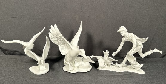 3 Kaiser Bisque Porcelain Bird Themed Figures