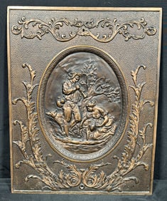 Cast Iron Bronzed Plaque Fireplace Cover W. L. Sharp and Sons 1895