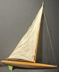 Hand Assembled Wood Sail Boat + Small Copper Boat
